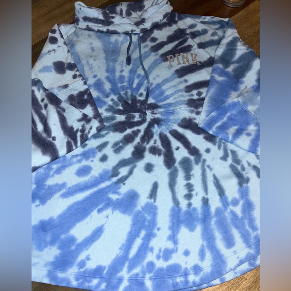 PINK Victoria's Secret Blue Tie-Dye Sweatshirt